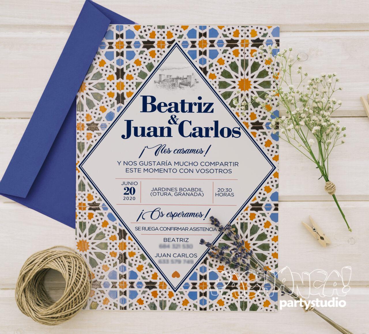 Invitación de boda Alhambra de Pachanga Party Studio