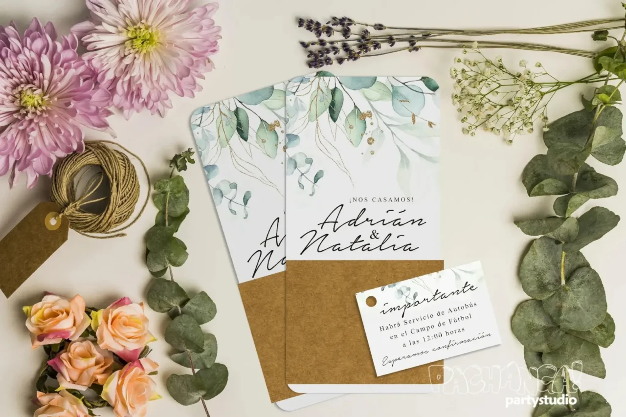 Invitación de boda Greenery