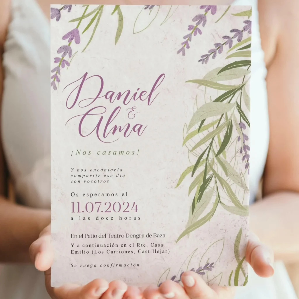 Lavanda: Invitación de boda con aroma a campo