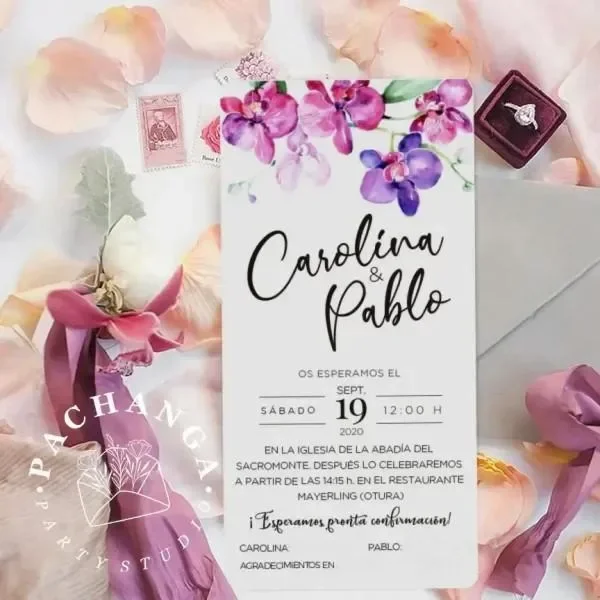 Orquídeas: Invitación de boda con encanto floral