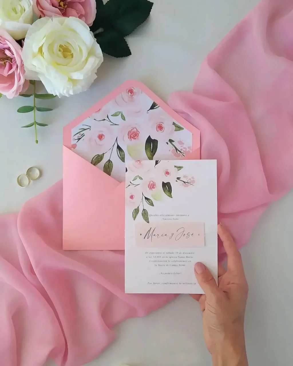 Invitación de boda Velvet Rosé