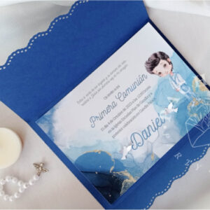 Invitación de Comunión Blue