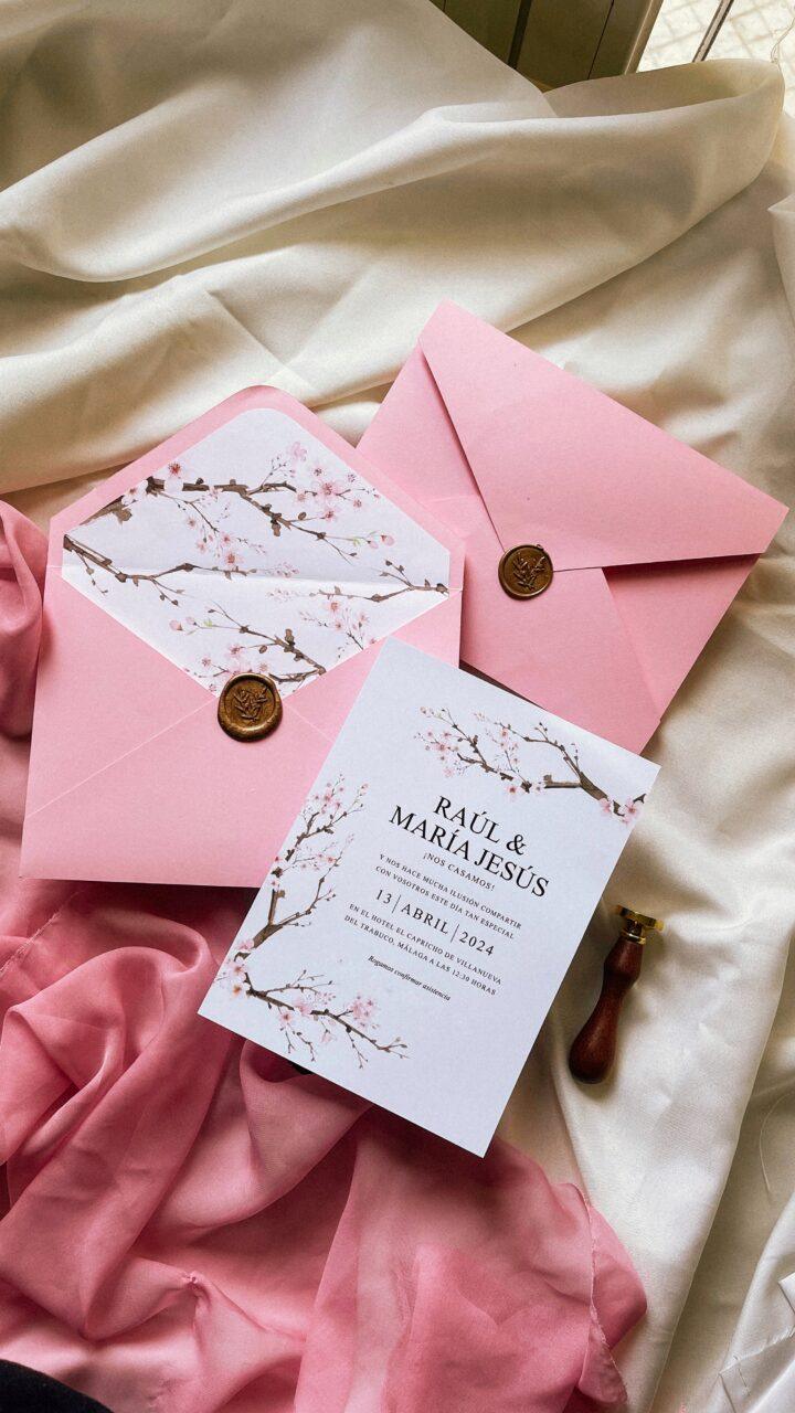 Conjunto completo de la invitación de boda Sakura
